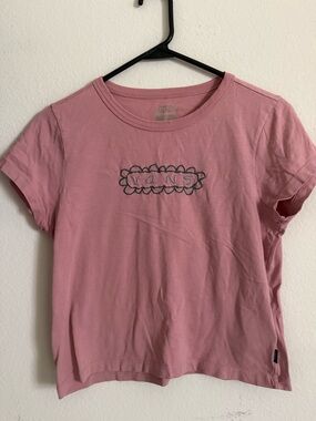 Vans Pink Short Sleeve Crewneck Tee with Embroidered Logo